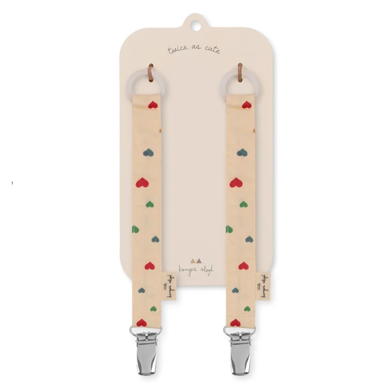 Konges Sløjd 2er-Pack Schnullerkette, multi hearts