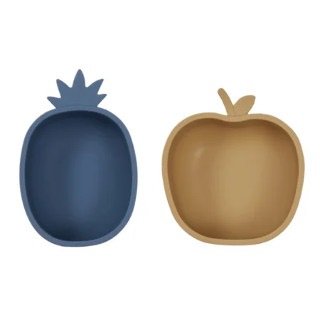 OyOy Yummy Ananas- und Apfelsnackschale, blue/light rubber