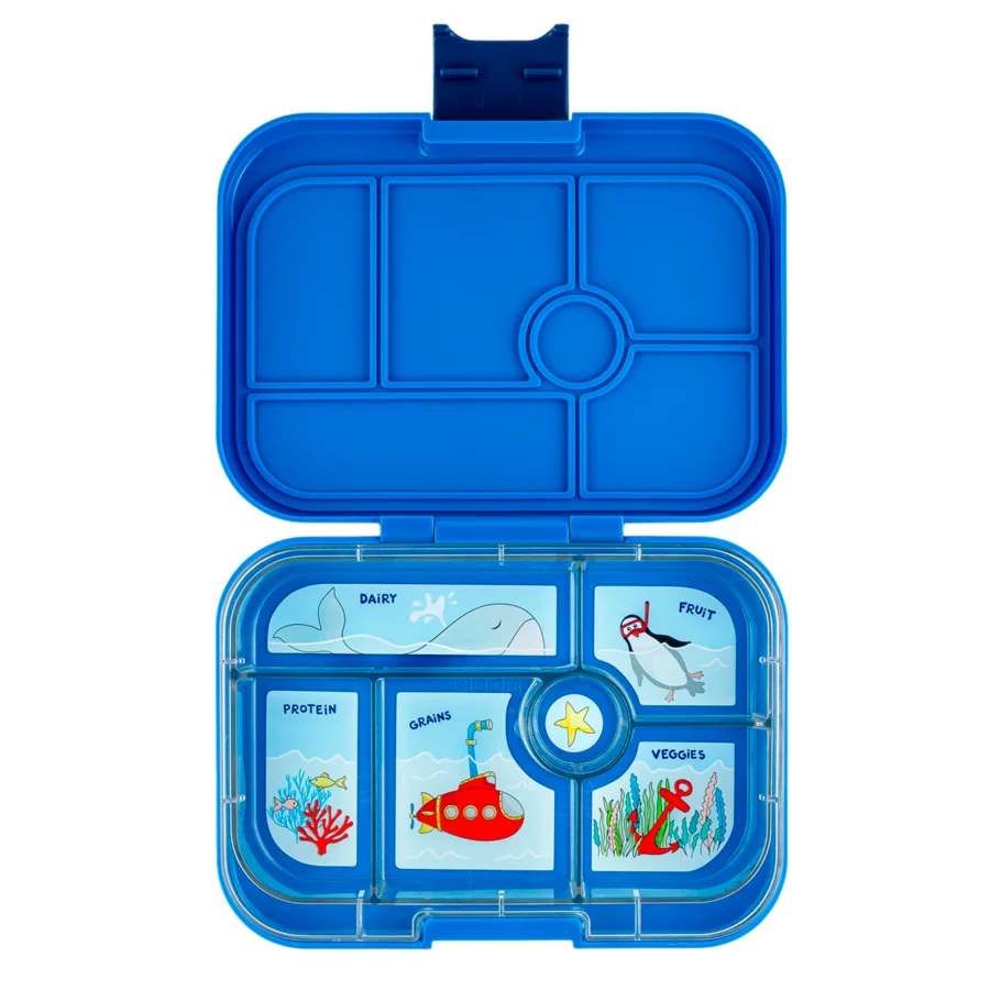 Yumbox originale Brotbox mit 6 Fächern, Surf blue-submarine tray