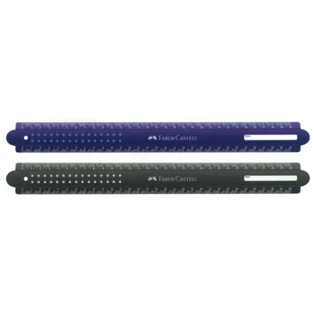 Lineal 30 cm, schwarz + blau, Faber-Castell 
