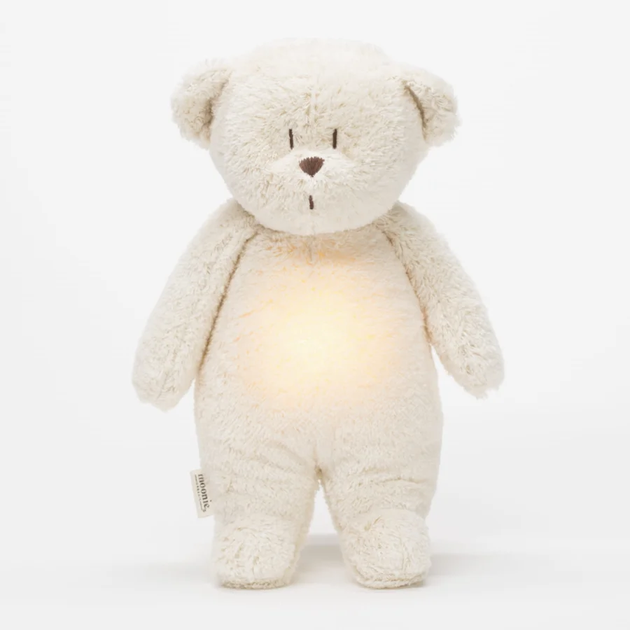 Moonie Organic Humming Bjørn med lampe, polar natur