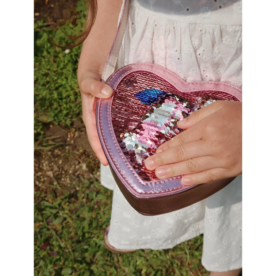 Konges Sløjd Tut Herztasche mit Pailletten, rosa