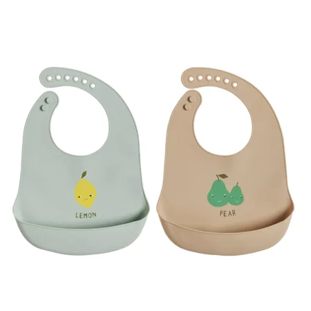 OYOY silikone 2-pak hagesmæk, minty/camel