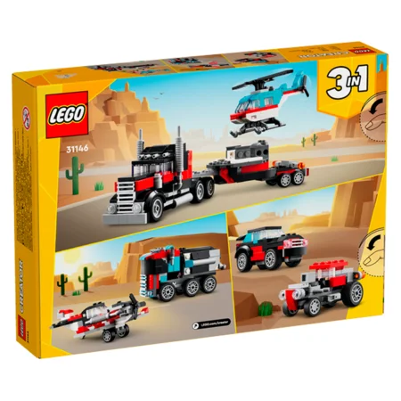 LEGO® Creator, 3in1-Set Tieflader mit Hubschrauber