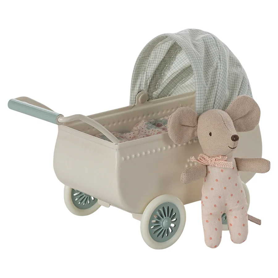 Maileg Kinderwagen für Babymaus, mint
