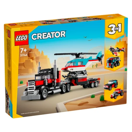 LEGO® Creator, 3in1-Set Tieflader mit Hubschrauber
