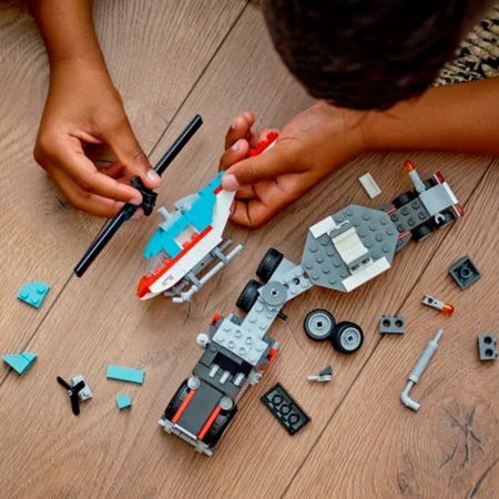 LEGO® Creator, 3in1-Set Tieflader mit Hubschrauber