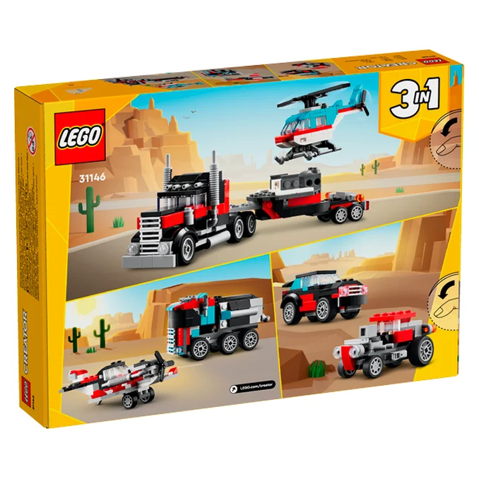 LEGO® Creator, 3in1-Set Tieflader mit Hubschrauber