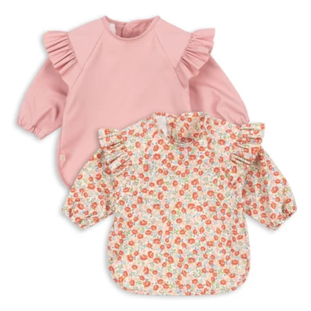Konges Sløjd 2er-Pack Lätzchen mit Ärmeln, kaluka/bridal rose