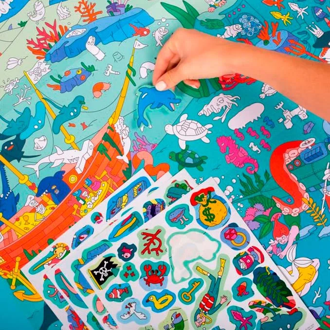 Omy gigantisches Plakat mit Stickern, Ocean