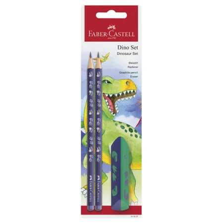 Faber-Castell 2 Bleistifte + Radiergummi, Dinosaurier