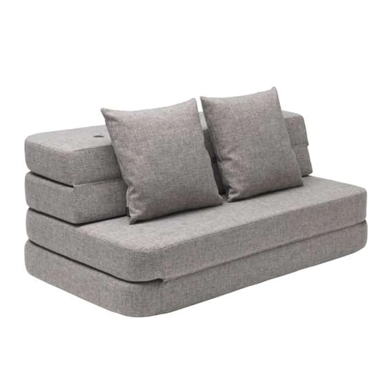 3-Fold Sofa 120 cm, multigrau mit dunkelgrauen Knöpfen, byKlipKlap