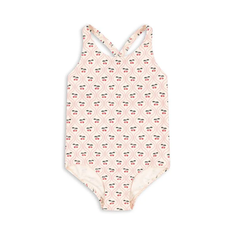 Konges Sløjd Merle Badeanzug, cherry pink motif