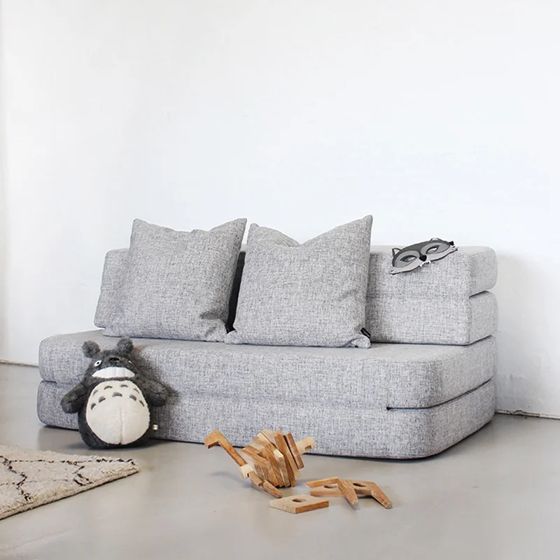 3-Fold Sofa 120 cm, multigrau mit dunkelgrauen Knöpfen, byKlipKlap