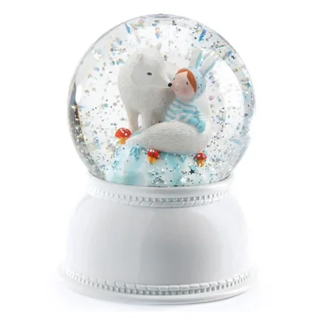 Djeco Schneekugel mit Lichtern, Lila und Pupi
