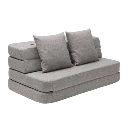 3-Fold Sofa 120 cm, multigrau mit dunkelgrauen Knöpfen, byKlipKlap