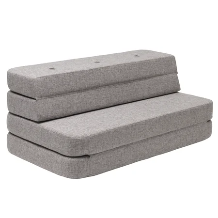 3-Fold Sofa 120 cm, multigrau mit dunkelgrauen Knöpfen, byKlipKlap