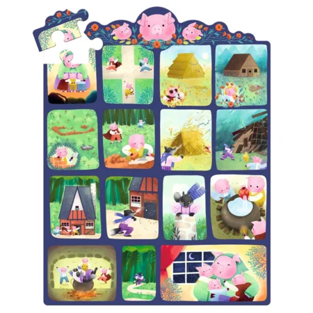 Djeco Story Puzzle, Die 3 kleinen Schweinchen - 35 Teile