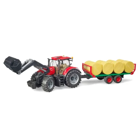 Bruder Case IH Optum 300CVX mit Frontlader und Ballentransportanhänger