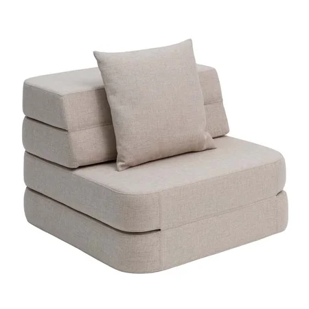 3-Fold Sofa Single, beige mit sandfarbenem Knopf, byKlipKlap
