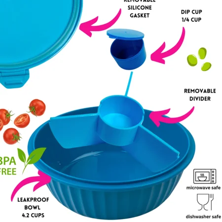 Poke Bowl Snackbox mit Trennfächern, lagoon blue, Yumbox 