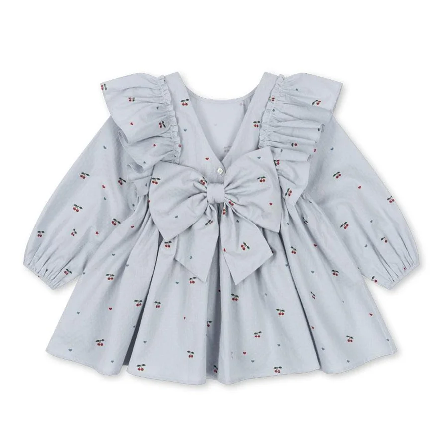 Konges Sløjd Evia Kleid mit Schleife, cherry blue coeur