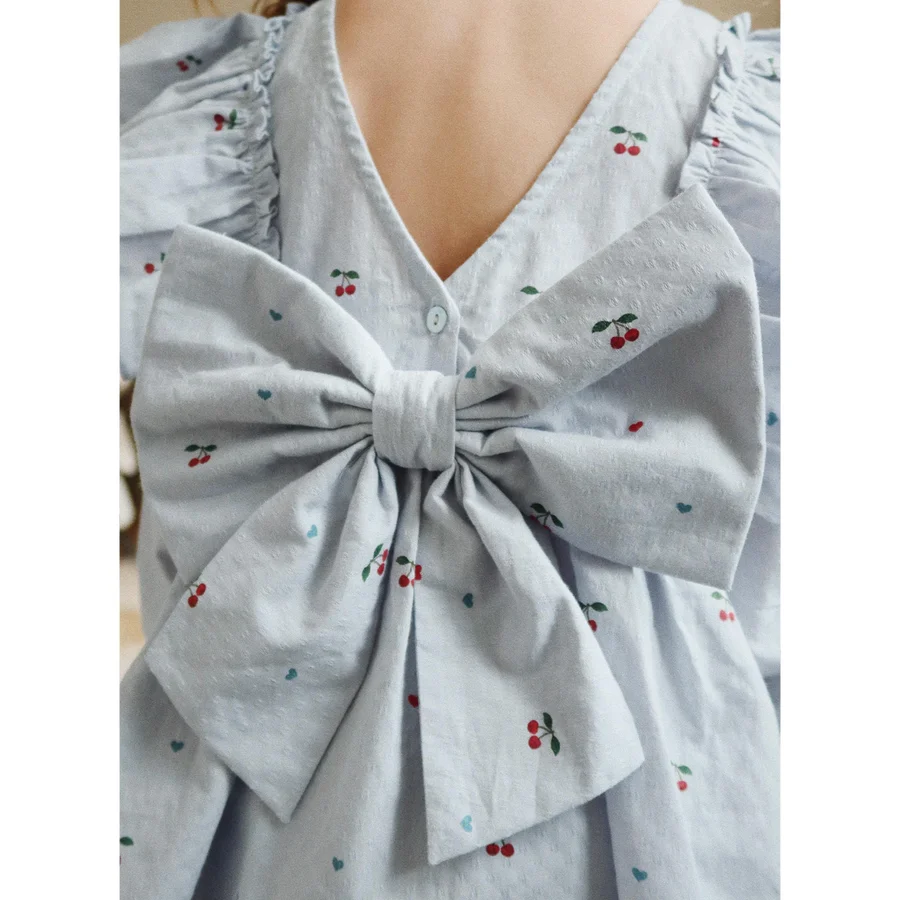 Konges Sløjd Evia Kleid mit Schleife, cherry blue coeur