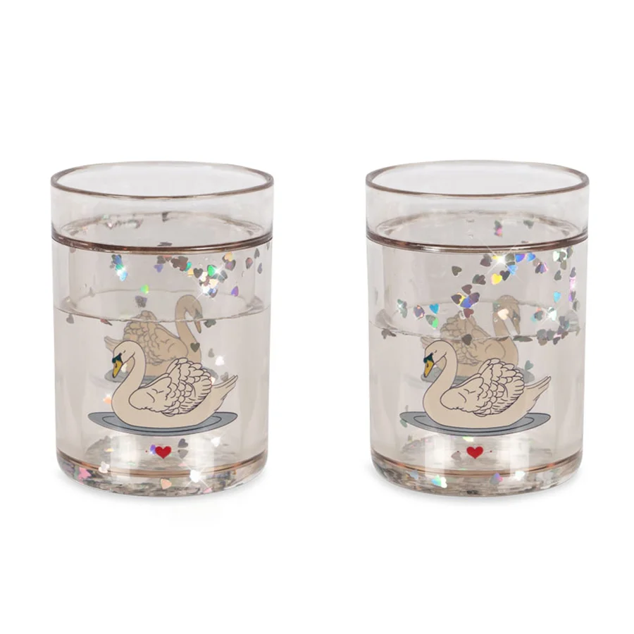 Konges Sløjd 2er-Pack Glitter Becher, Schwan off white