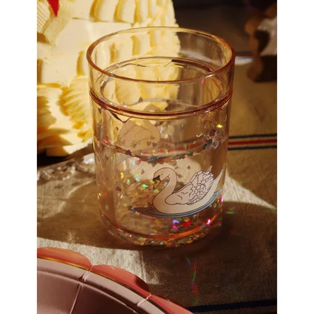 Konges Sløjd 2er-Pack Glitter Becher, Schwan off white