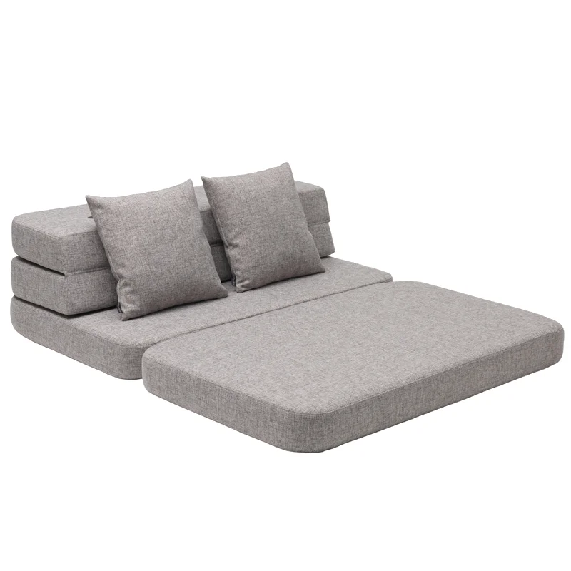 3-Fold Sofa 120 cm, multigrau mit dunkelgrauen Knöpfen, byKlipKlap