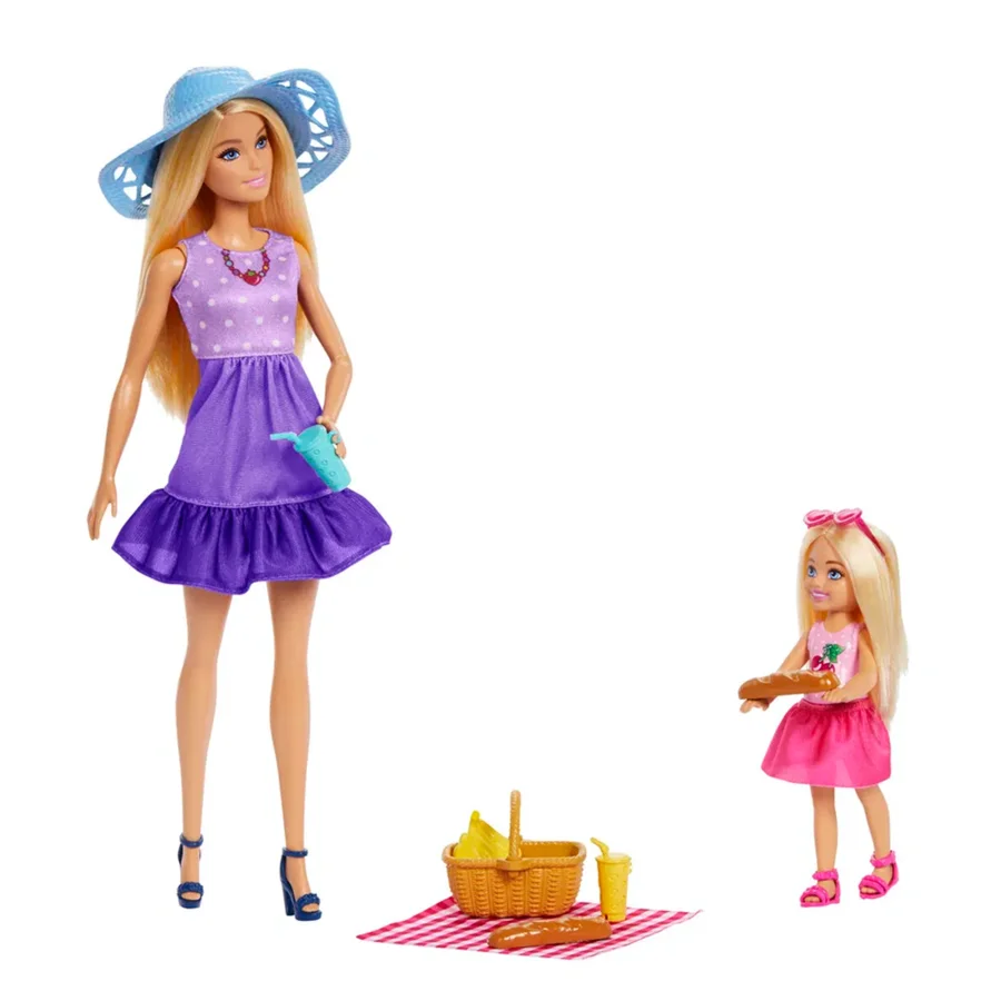 Barbie & Chelsea Malibu Barbiepuppen m. Picknickkorb