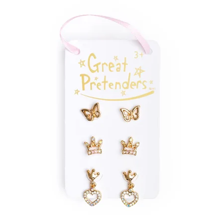 Great Pretenders Boutique Royal Krone Ohrstecker, 3 Paar