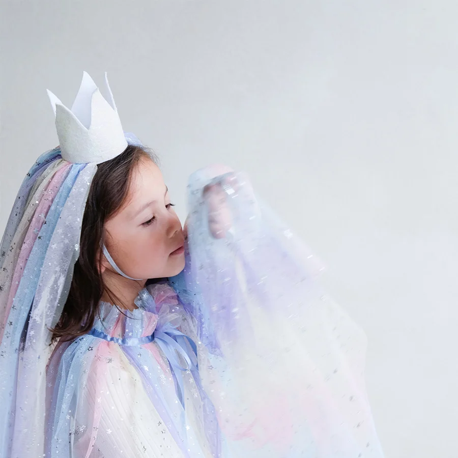 Mimi & Lula Krone mit Schleier, ombre regenbogenfarbig