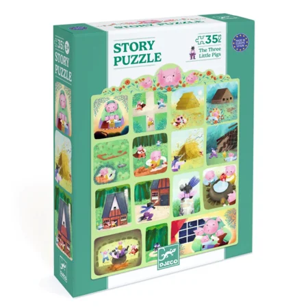 Djeco Story Puzzle, Die 3 kleinen Schweinchen - 35 Teile