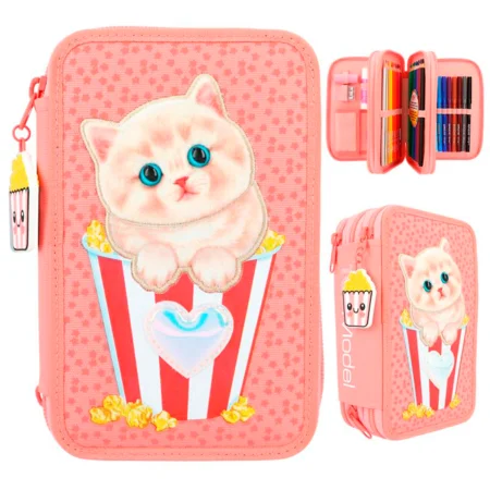 Topmodel Federtasche mit 3 Fächern mit Plüschkatze, cutie star