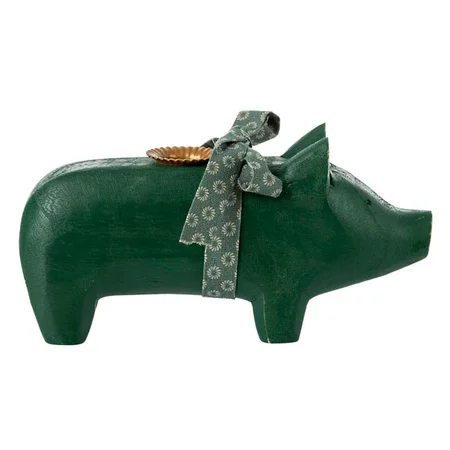 Maileg Schwein Kerzenhalter, medium - Dunkelgrün