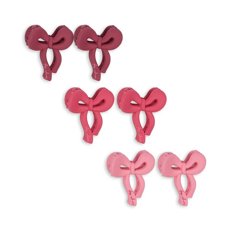 Konges Sløjd 6er-Pack Mini-Schleifen-Haarspangen, pink mix