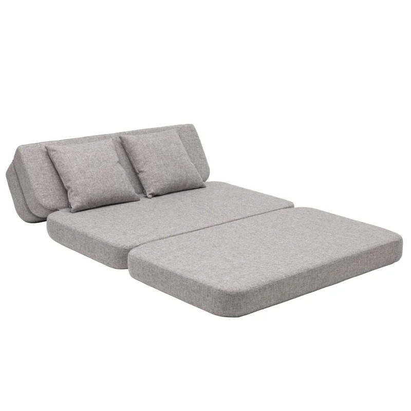 3-Fold Sofa 120 cm, multigrau mit dunkelgrauen Knöpfen, byKlipKlap