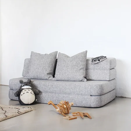 3-Fold Sofa 120 cm, multigrau mit dunkelgrauen Knöpfen, byKlipKlap