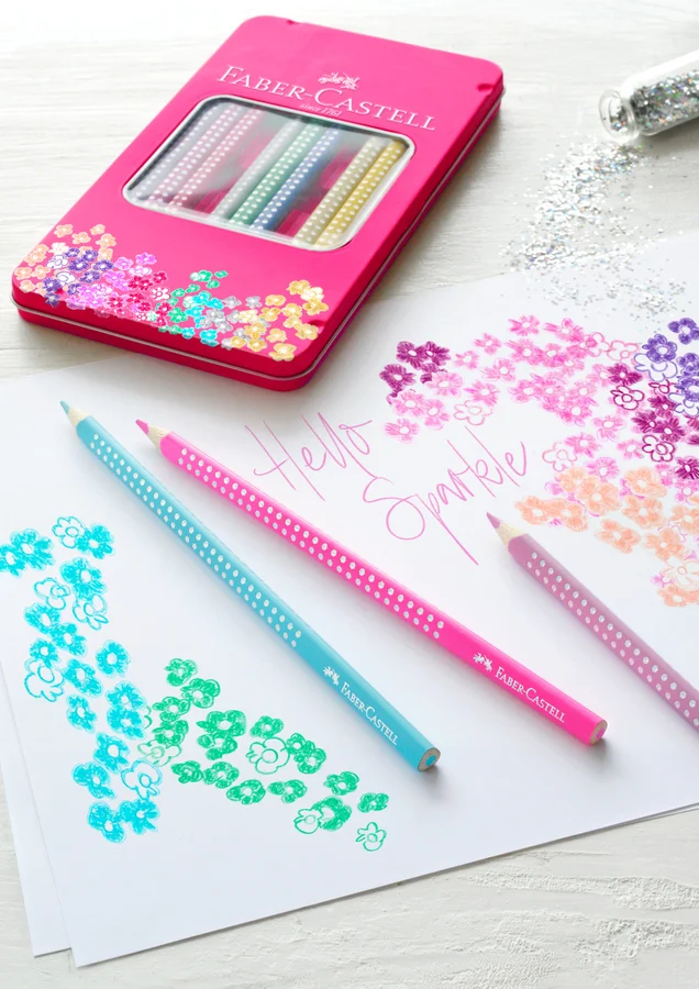 Faber-Castell sparkle grip farveblyanter i æske, 12 stk