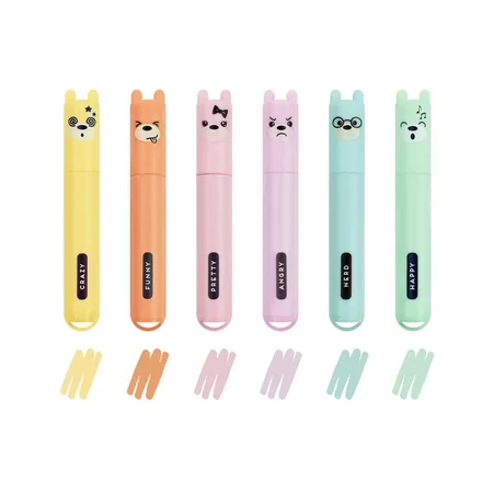 Set mit 6 Mini-Textmarkern - Teddy‘s Style, pastell