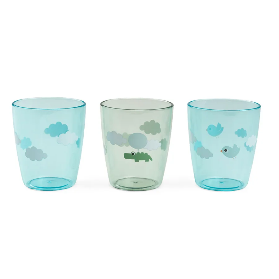 Done by Deer 3er-Pack Yummy Mini Glas, happy clouds green