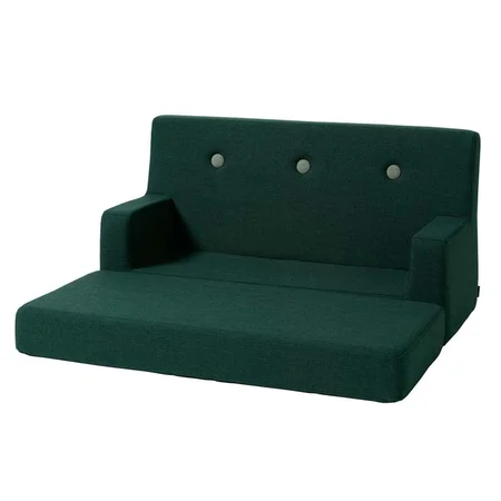 KK Kindersofa soft, dunkelgrün mit hellgrünen Knöpfen, byKlipKlap