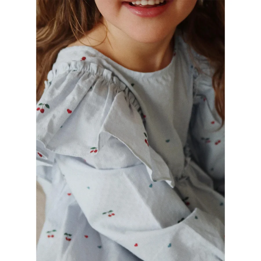 Konges Sløjd Evia Kleid mit Schleife, cherry blue coeur