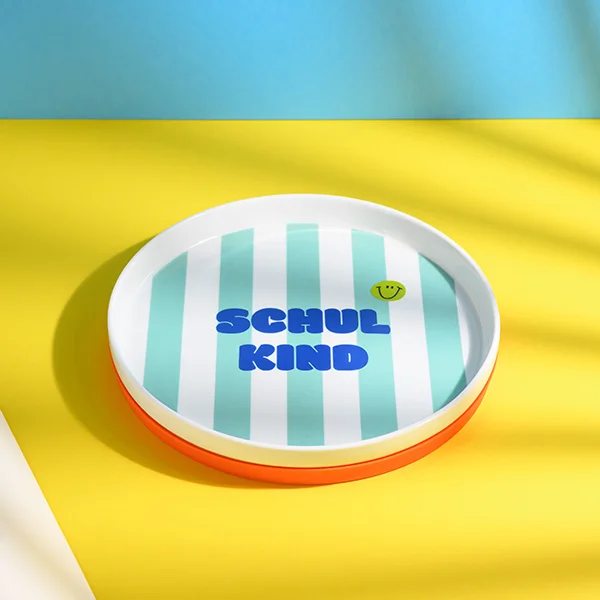 Porzellan-Set Schulkind Streifen, türkis/grün
