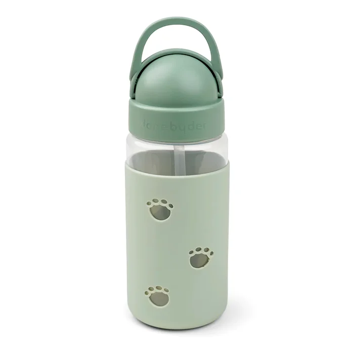 Done by Deer Easy-Grip Trinkflasche mit Strohhalm, Elphee green