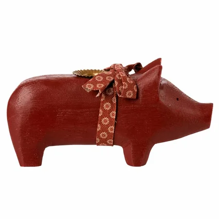Maileg Schwein Kerzenhalter, medium - Rot