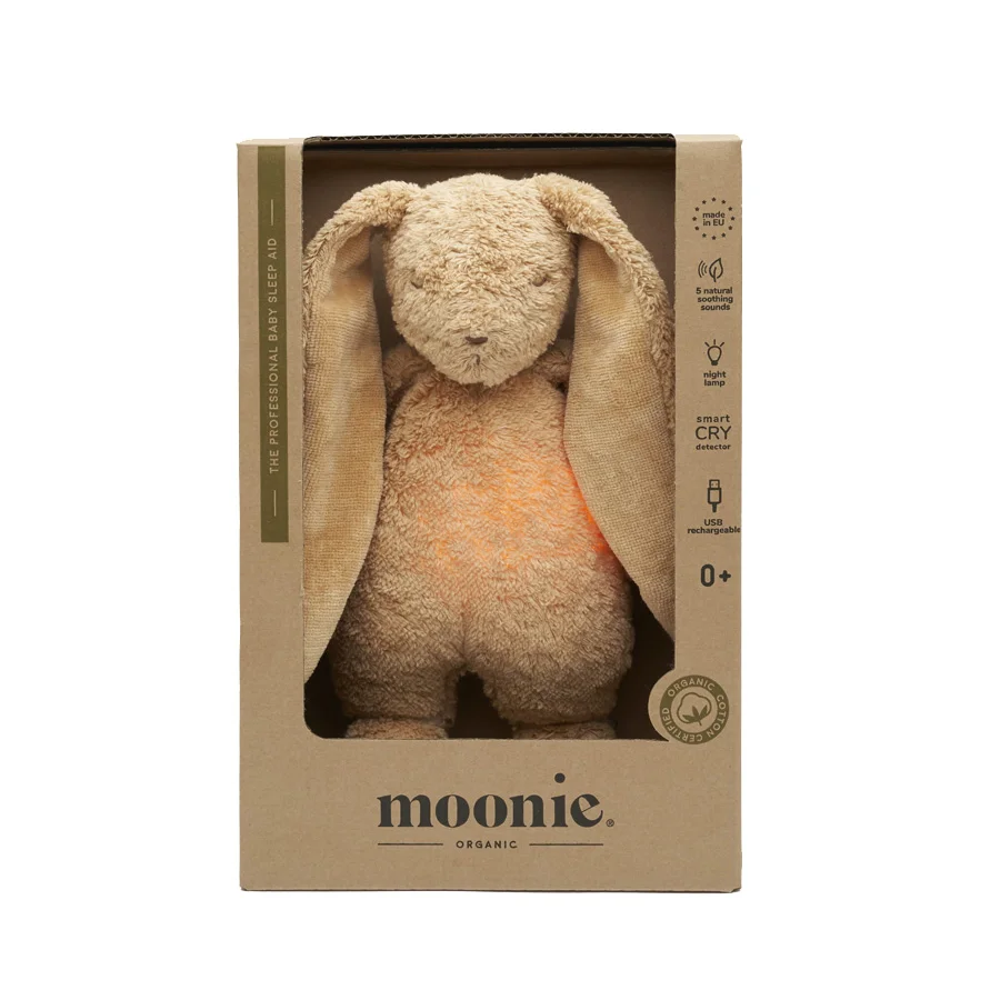 Moonie 2.0 Organic Humming kanin med lampe, cappuccino