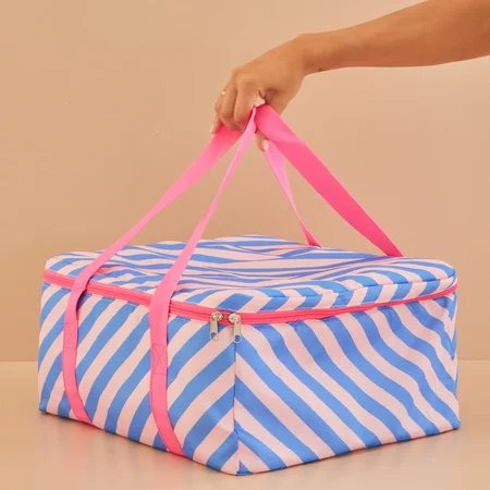 Große Kühltasche, blau/rosa, Rice