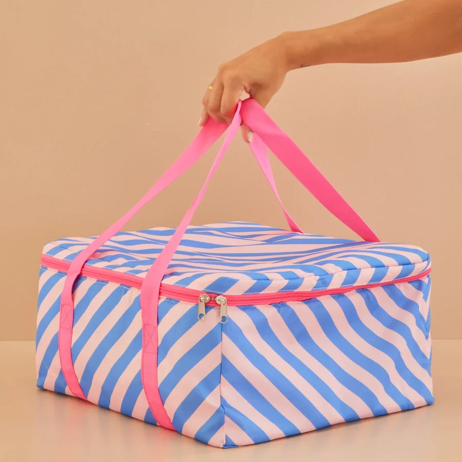 Große Kühltasche, blau/rosa, Rice
